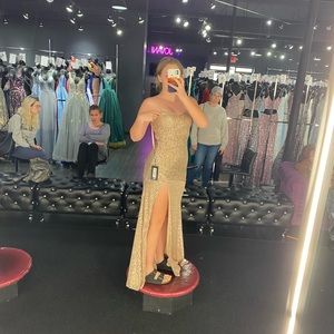 Champagne Sequined prom dress